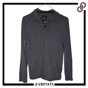 Prana Medium Gray and Charcoal Striped Long Sleeve 1/4‎ Zip Hoodie